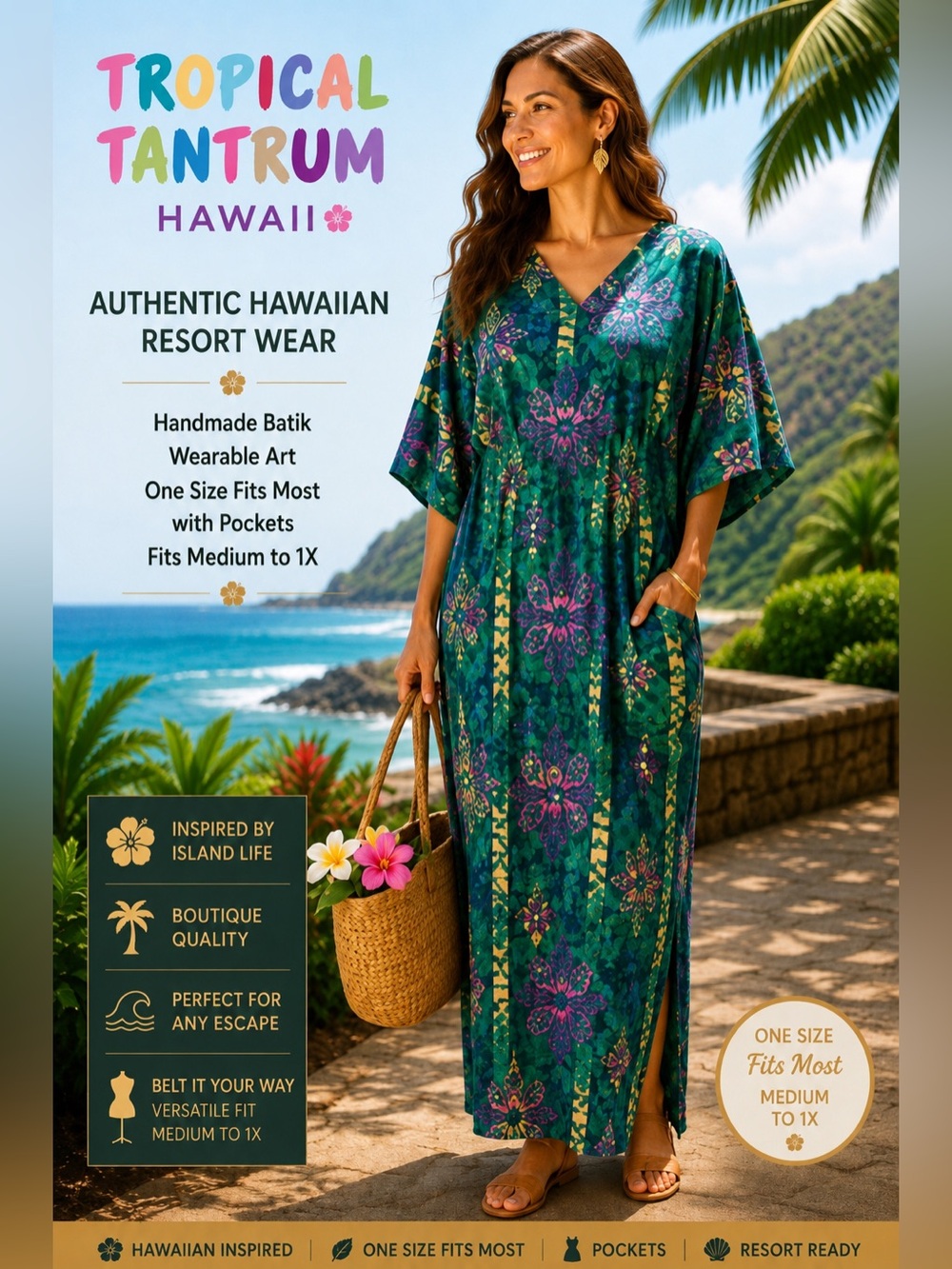 Tropical Tantrum,Hawaii, Muumuu,Deep Pockets, Awesome Colors! M-1X